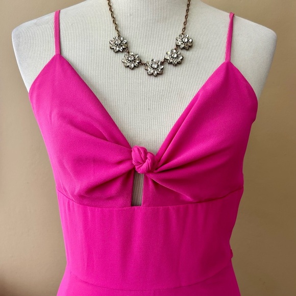 Dress the Population Cambria Pink Tie Bodice Gown  Knot Front Maxi Dress L NWT - Picture 6 of 16